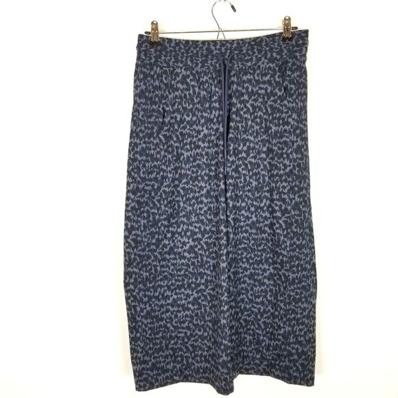 Athleta Women Avenue Printed Wide Leg Crop Pants Sz 4 Allure Navy - Picture 1 of 7